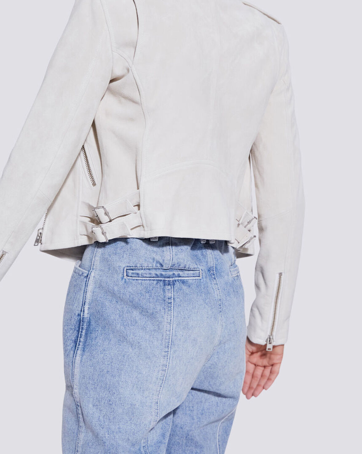 ASHLEY SUEDE LEATHER BIKER JACKET image number null